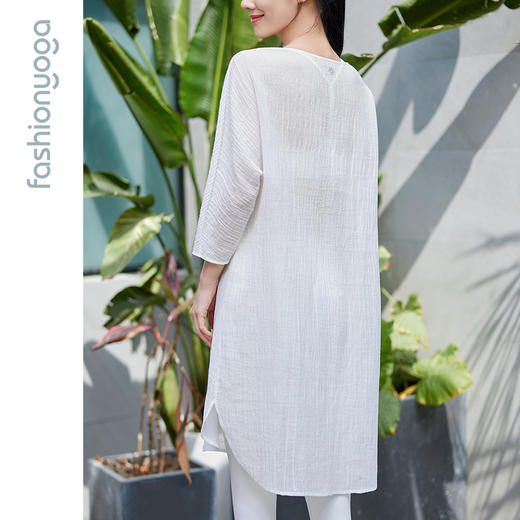 FM11321凡圣瑜伽棉麻连衣裙女夏新品中长款收腰宽松禅修美裙（不含胸垫） 商品图1