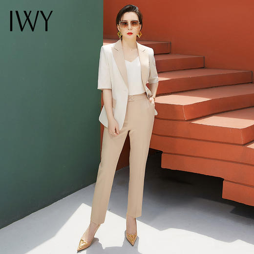 IWY/卡其色职业装女正装套装高端时尚西装拼色气质通勤面试工作服
212095C1+P1 商品图2