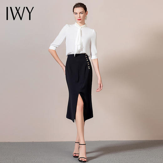 IWY/白色衬衫职业套装工作服时装教师公司内搭个性高管公装olB9182 白色 商品图2