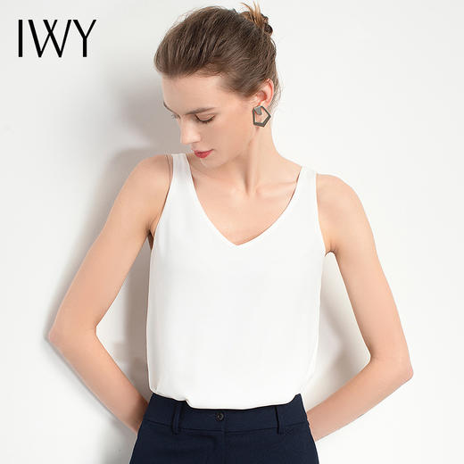 IWY/白色T体恤西服内搭背心吊带女职业装办公上衣女人味减龄T2201 商品图0