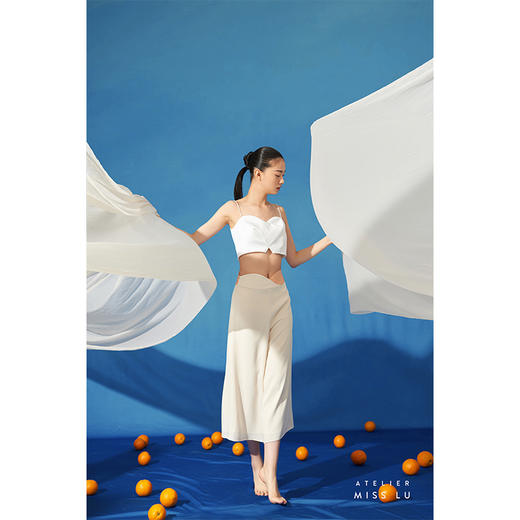 【椿】夏日少女撞色拼接遮肉高腰九分阔腿裤/00099 商品图1