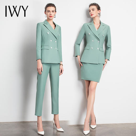 IWY/绿色职业女裙经理原创主持潮流团队办公室功夫经理OL制服
C10325+S10325 商品图4