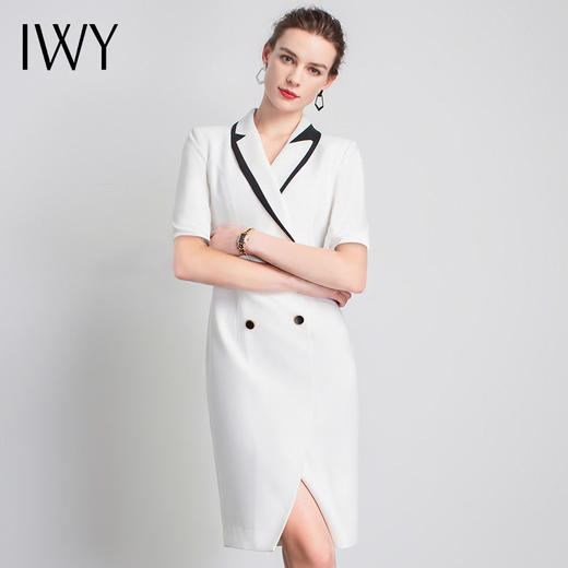 IWY/直播福利款 白色连衣裙职业裙装ol白领高定礼仪服西装款面试休闲气质Q11229 商品图1
