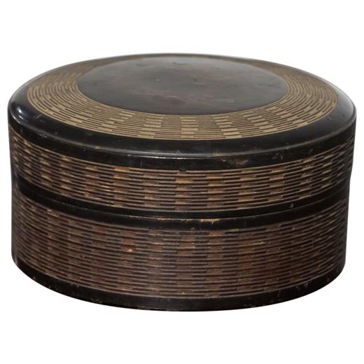 清代 大漆彩绘花鸟纹圆形盖盒 商品图5