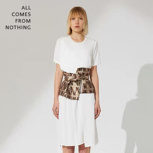 不对称拼接侧身压褶连衣裙 商品图0