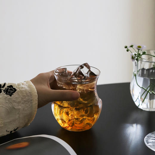 日本 河上智美 棱线 手握杯 片口 透明玻璃器 商品图2