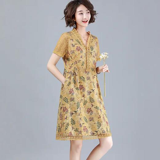 JYJ99722 2021年夏季新款潮韩版套头V领短袖连衣裙女中长款小个子a字裙子 商品图1