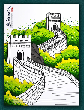《中国印象之“万里长城”》线描/非遗【自动发货：下单后，点击手机短信中收到的链接，即可获取文件下载的链接；如有任何问题，可添加客服微信hm33268获得帮助】
