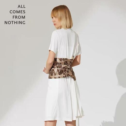 不对称拼接侧身压褶连衣裙 商品图1