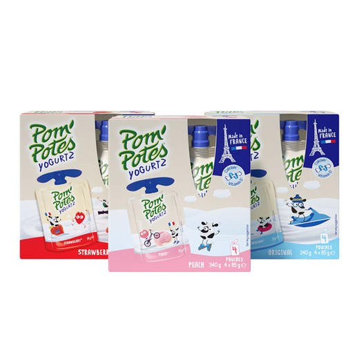 法优乐（POM'POTES）儿童酸奶4连包酸奶（85g/袋） 法国原装进口常温吸吸乐发酵酸奶【果汁乳品】 商品图4