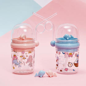 ALLJOINT鲸鱼儿童高颜值宝宝水杯带吸管网红杯子卡通可爱喷水杯