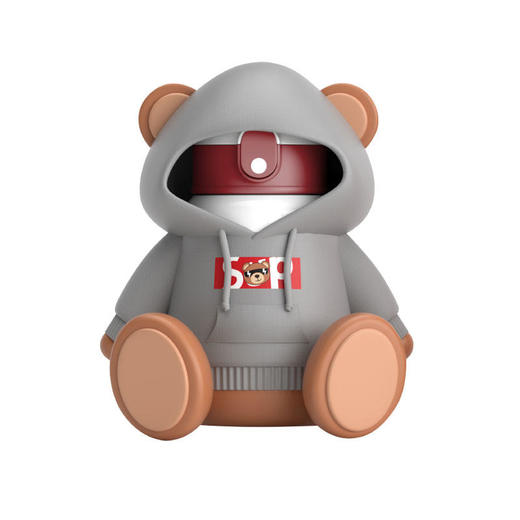 【秋冬热卖】ALL-JOINT优仅潮潮熊卫衣熊保温杯ins风儿童创意吸管杯带杯套双盖450ml礼袋装【ALL-JOINT】 商品图11