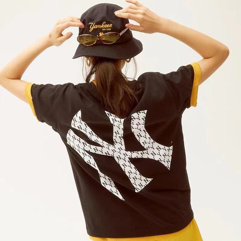 MLB 21年春夏新款韩国MLBNY短袖女背后大标满标老花宽松T恤