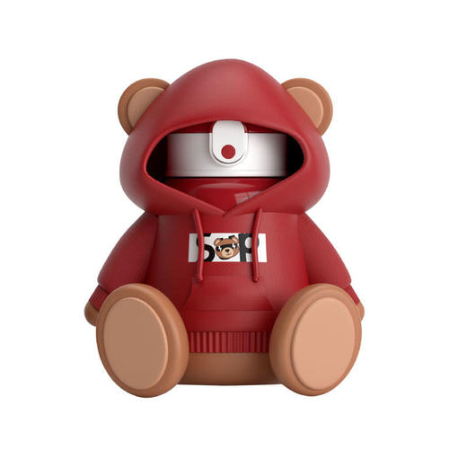 【秋冬热卖】ALL-JOINT优仅潮潮熊卫衣熊保温杯ins风儿童创意吸管杯带杯套双盖450ml礼袋装【ALL-JOINT】 商品图9