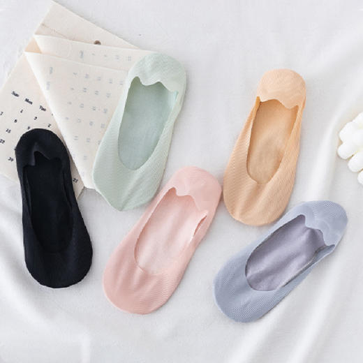 【宝娜斯隐形袜5双装】夏季浅口低帮任意剪冰丝船袜 薄款不掉跟隐形百搭短袜 商品图1