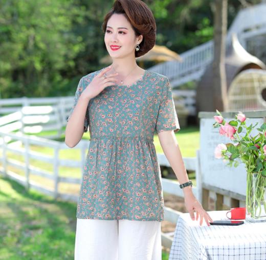 FW  2131含棉上衣套装九分裤碎花小衫 商品图4