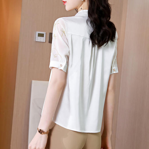 MZ  103923刺绣绸缎衬衫气质复古洋气衬衣 商品图3