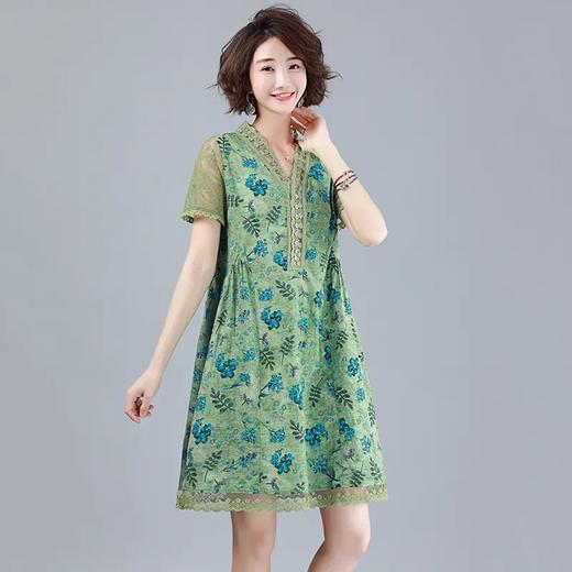 JYJ99722 2021年夏季新款潮韩版套头V领短袖连衣裙女中长款小个子a字裙子 商品图0