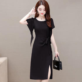WE- ZM-BON8825 连衣裙女中长款2021夏装新款修身大码气质优雅时尚短袖打底裙