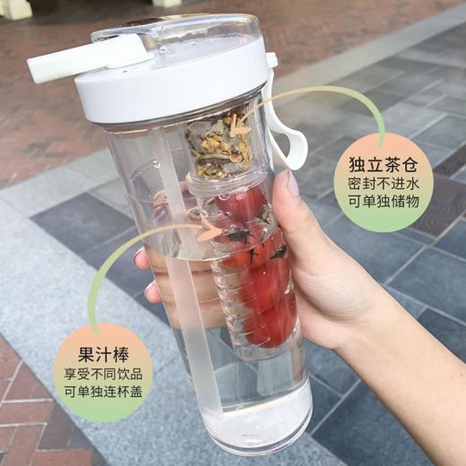 2021新款豆豆乐侧饮吸管杯创意水果花茶杯带储仓 ins女学生塑料杯 商品图2