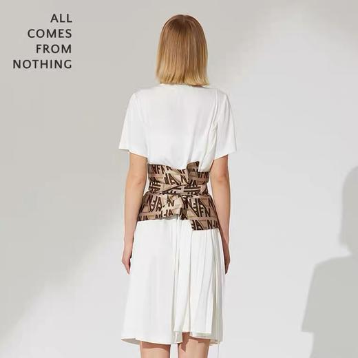 不对称拼接侧身压褶连衣裙 商品图2