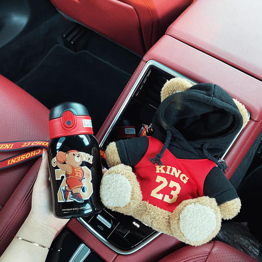 【秋冬热卖】ALL-JOINT欧集优仅潮潮熊卫衣熊保温杯ins风儿童创意吸管杯带杯套双盖450ml礼袋装【ALL-JOINT】 商品图4