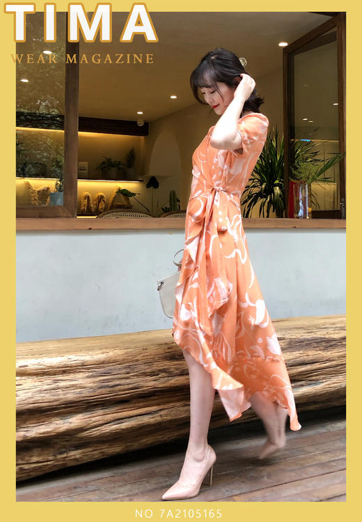 前短后长荷叶装饰系带连衣裙 商品图2