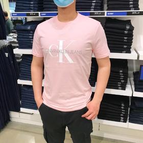 国内现货 最后1件 浅蓝色XS码 Calvin Klein/CK男装情侣款圆领字母印花短袖T恤经典款LOGO