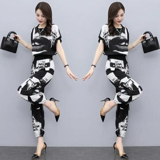 YZC826-1 夏天韩版小个子印花套装女2021年新款时髦炸街气质两件套潮 商品图1