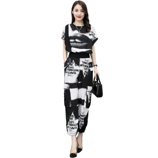 YZC826-1 夏天韩版小个子印花套装女2021年新款时髦炸街气质两件套潮 商品图4
