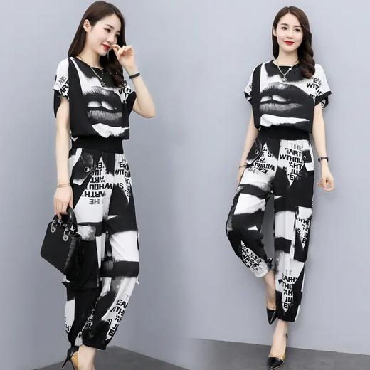 YZC826-1 夏天韩版小个子印花套装女2021年新款时髦炸街气质两件套潮 商品图3