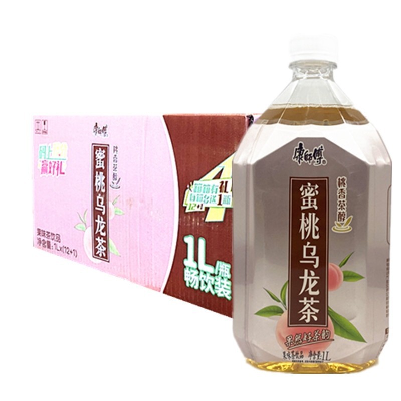 【批发】 新品康师傅饮料蜜桃乌龙冰茶1升*12瓶/箱