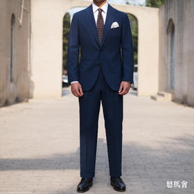 C&J Antich 澳洲美丽诺羊毛藏蓝色暗亲王格全麻衬套装