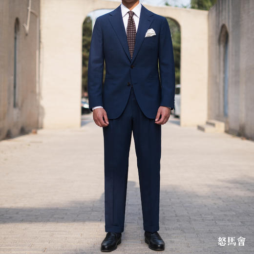 C&J Antich 澳洲美丽诺羊毛藏蓝色暗亲王格全麻衬套装 商品图0