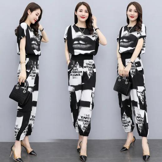YZC826-1 夏天韩版小个子印花套装女2021年新款时髦炸街气质两件套潮 商品图0