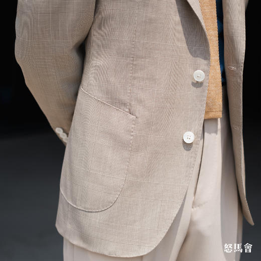 C&J Antich 澳洲美丽诺羊毛卡其色亲王格全麻衬单西 商品图5