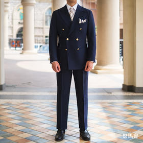 C&J Antich 澳洲美丽诺羊毛海军蓝全麻衬套装