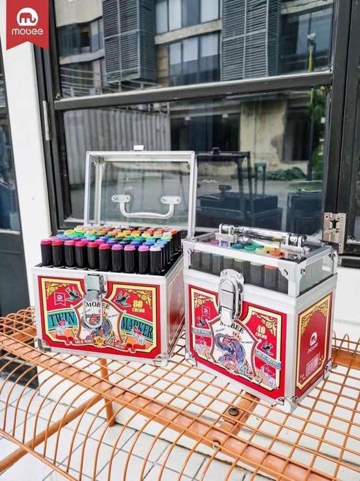 现货   mobee六一款马克笔礼盒套装40色美术学生水彩笔双头绘画画笔80色 商品图0