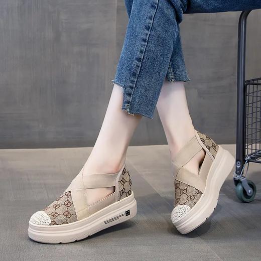 内增高透气休闲女鞋，小香风舒适松糕秀气低帮女凉鞋LMS5677 商品图2