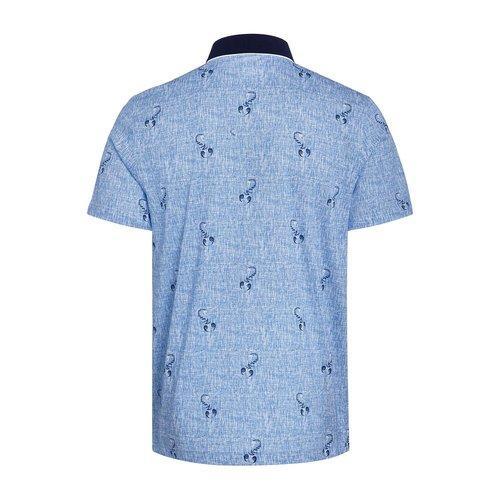 DIDIBOY/迪迪博迩浅蓝色男士短袖丝T男士短袖T恤花色潮流印花POLO衫轻薄夏季丝t爸爸款套头短t 商品图1