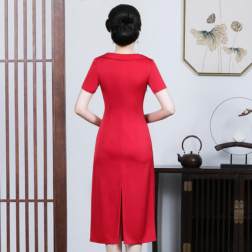 上海旗袍厂JC-JY5057新款连衣裙洋气气质时尚减龄阔太太裙子 商品图4