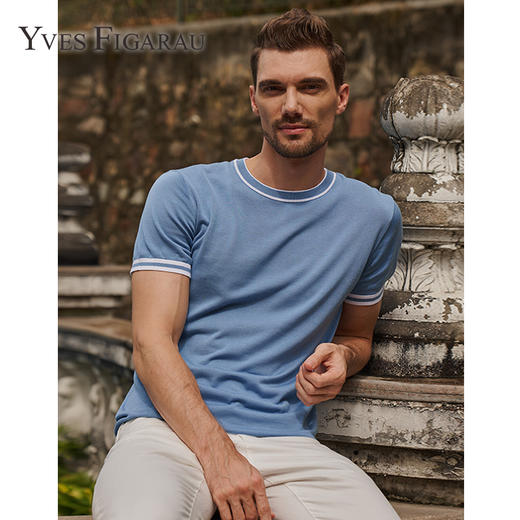 YvesFigarau伊夫·费嘉罗夏季新款休闲舒适透气短袖T恤（尺码偏小，建议拍大一码）916816 商品图0