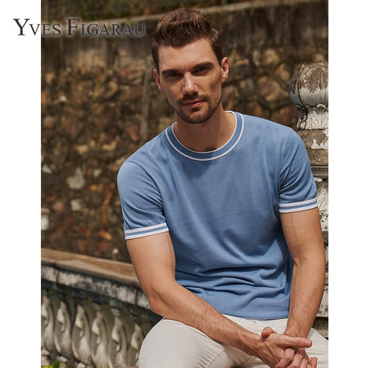 YvesFigarau伊夫·费嘉罗夏季新款休闲舒适透气短袖T恤（尺码偏小，建议拍大一码）916816 商品图2