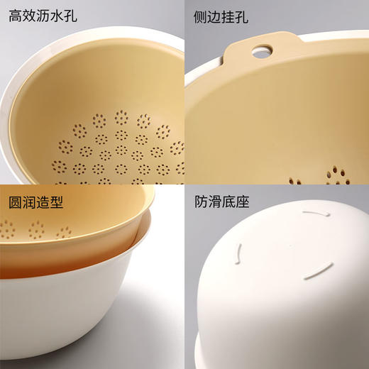 洗菜盆沥水篮北欧家用水果盘厨房塑料篮子洗米筛淘米神器 商品图4