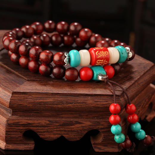 小叶紫檀原创佛珠手串8mm送女友闺蜜节日生日礼物 商品图7