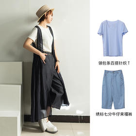 绣标七分牛仔来福裤212KZ041