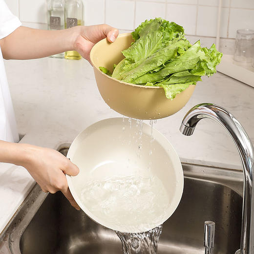 洗菜盆沥水篮北欧家用水果盘厨房塑料篮子洗米筛淘米神器 商品图2