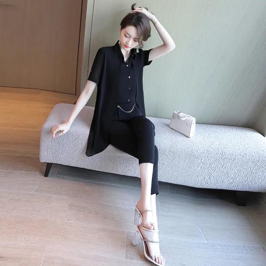 HR WZ30599时尚减龄洋气女神范雪纺开衫两件套 商品图2