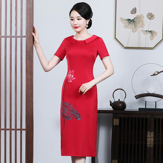 上海旗袍厂JC-JY5057新款连衣裙洋气气质时尚减龄阔太太裙子 商品图3
