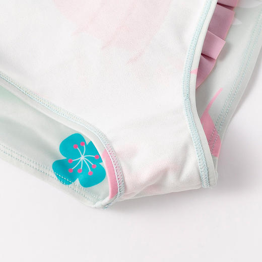 贝贝怡夏季新款女童连体泳衣宝宝速干防晒儿童泳帽泳衣套装212P2357 商品图4